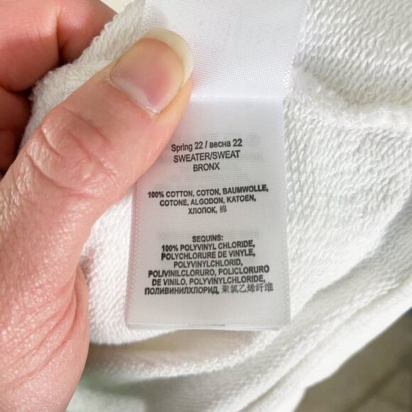Essentiel Antwerp White Cotton Sweatshirt w Multicolor Sequin Detail Size Small - Picture 9 of 13